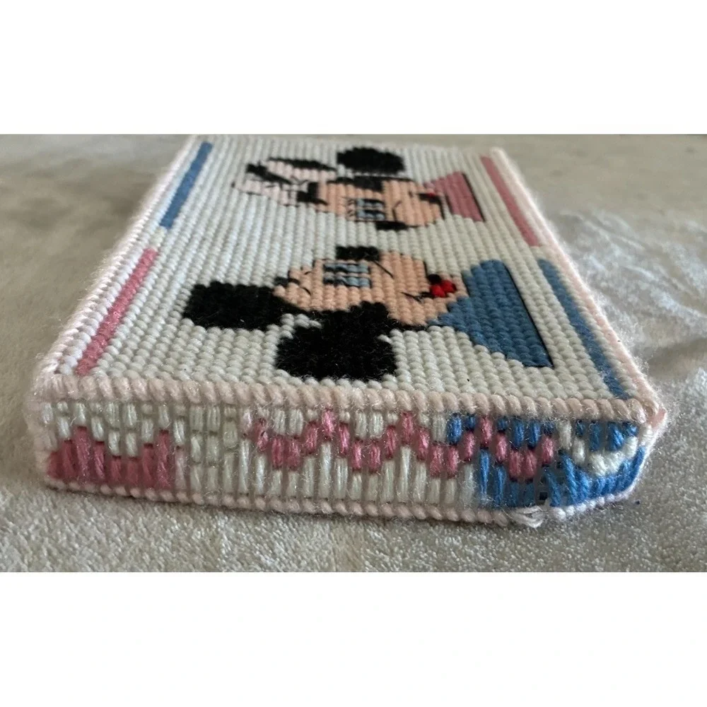 Mickey Mouse Minnie Needlepoint Nursery Decor Pink Blue‎ 6x8.5